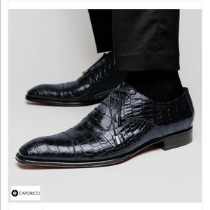 CAPORICCI 1114 Navy Genuine Alligator shoes